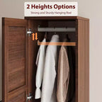 Armoire à deux portes avec tringle, armoire étroite et haute de 72 pouces avec 18 étagères réglables.