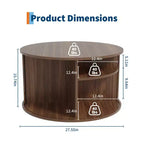 Table basse, tables basses rondes avec rangement, table centrale cannelée, table moderne du milieu du siècle de 28 pouces avec porte coulissante pour salon
