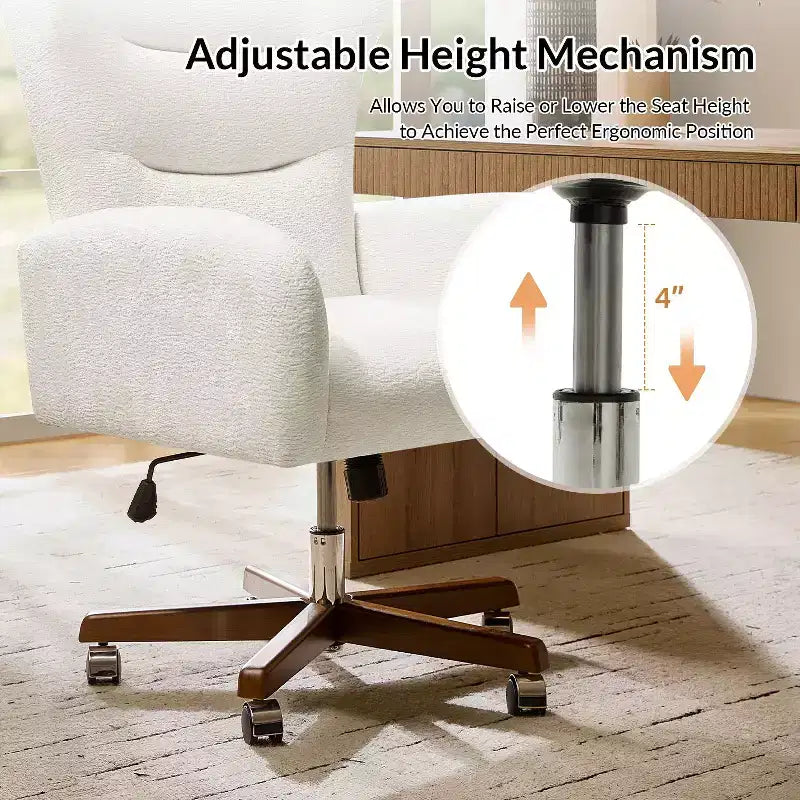 Chaise de bureau Jocelyn avec hauteur réglable et accoudoirs courbés|HULALA HOME