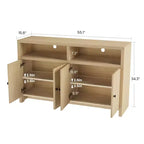Buffet de ferme 55" – Meuble de bar à café en bois à 4 portes avec étagères réglables pour le rangement de la cuisine, de la salle à manger et du salon