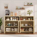 Buffet de ferme 55" – Meuble de bar à café en bois à 4 portes avec étagères réglables pour le rangement de la cuisine, de la salle à manger et du salon