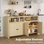 Buffet de ferme 55" – Meuble de bar à café en bois à 4 portes avec étagères réglables pour le rangement de la cuisine, de la salle à manger et du salon