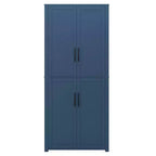 MAYEERTY 67x28x15 pouces Meuble de Rangement sur Pied en Grain de Bois Blanc avec 4 Portes en Bois Massif pour Salon