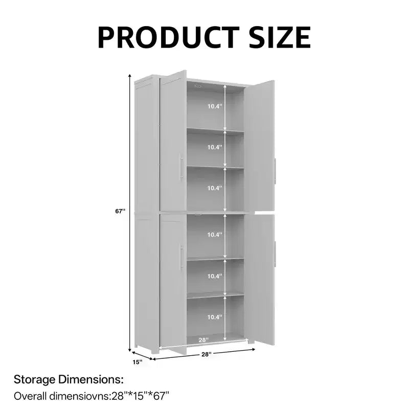 MAYEERTY 67x28x15 pouces Meuble de Rangement sur Pied en Grain de Bois Blanc avec 4 Portes en Bois Massif pour Salon