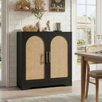 Buffet de rangement 30" avec 2 portes en rotin, grande console de rangement, meuble de bar à café moderne pour salon, salle à manger, couloir, entrée
