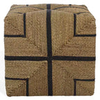 Liatasha Woven Seagrass Ottoman - CWK2023 - Natural/Black - Safavieh Couture