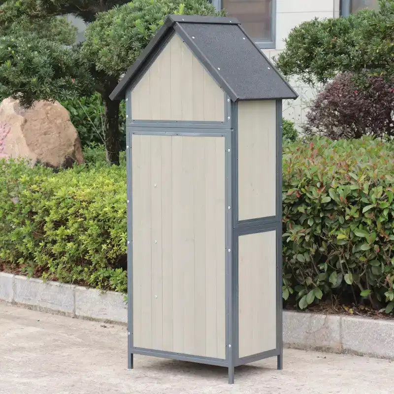Armoire de rangement extérieure 1,5 x 0,6 m, abri de jardin en bois verrouillable avec cadre métallique et étagères réglables, maison de rangement grande capacité pour patio