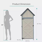 Armoire de rangement extérieure 1,5 x 0,6 m, abri de jardin en bois verrouillable avec cadre métallique et étagères réglables, maison de rangement grande capacité pour patio