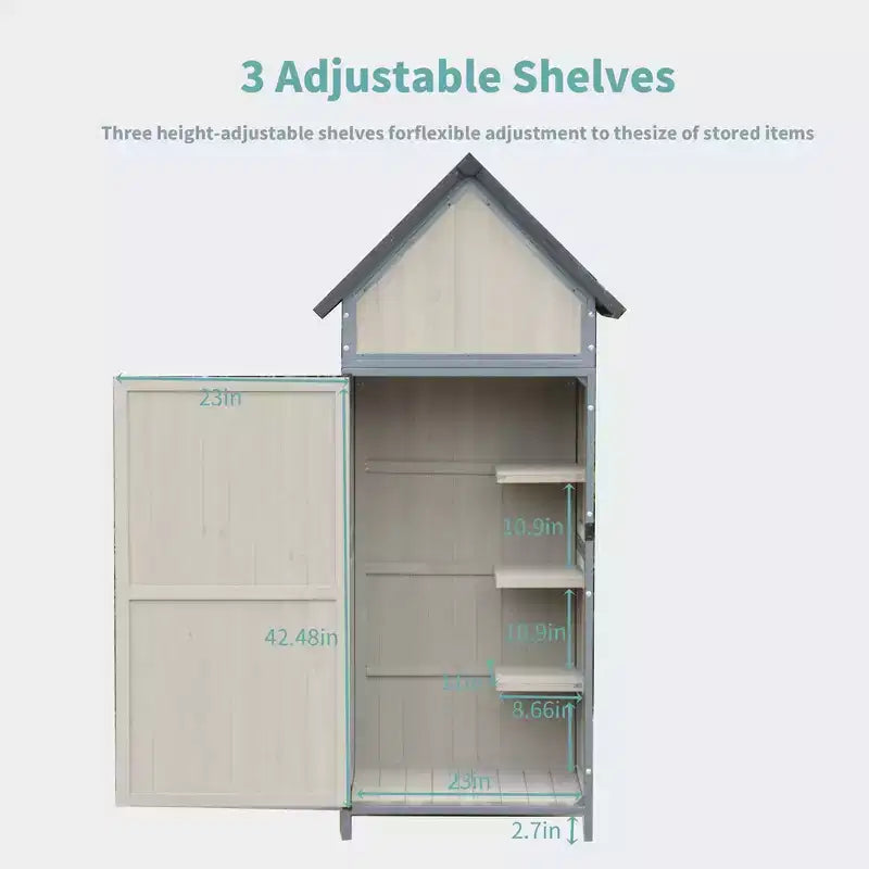 Armoire de rangement extérieure 1,5 x 0,6 m, abri de jardin en bois verrouillable avec cadre métallique et étagères réglables, maison de rangement grande capacité pour patio