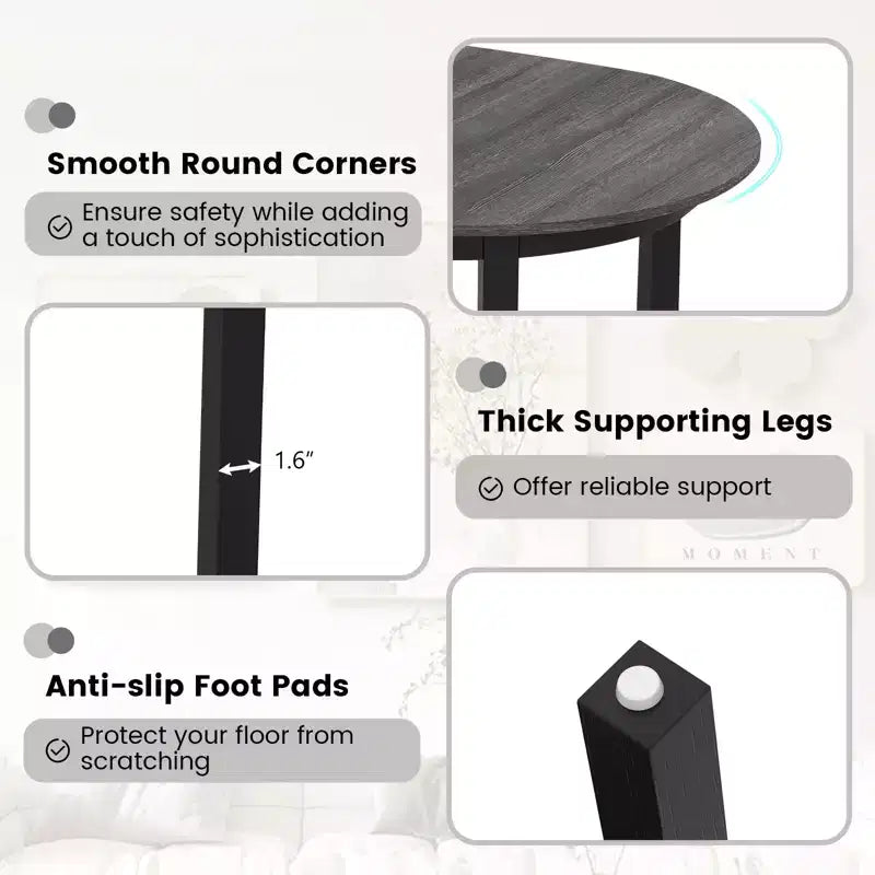 Costway Table à Manger en Bois 43'' avec Pieds en Bois d'Hévéa pour 2-4 Personnes Charge 118 kg