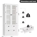 Meuble de rangement pour garde-manger de cuisine de 183 cm, garde-manger de style ferme moderne avec 2 grands tiroirs et étagères réglables, armoire de cuisine autonome pour salle à manger