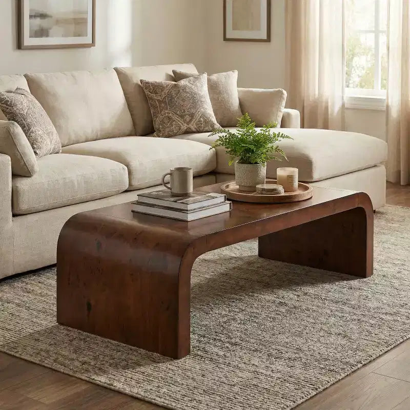 Table basse Christopher Knight Home Arden, moderne, avec cascade et bords incurvés