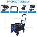 Diable Chariot Pliant, Chariot Pliable Convertible 2-en-1 avec Panier Pliable et Poignée Rétractable, Portable pour Entrepôt, Courses