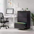 Classeur latéral à 3 tiroirs avec serrure, grande capacité de rangement pour le bureau, la maison ou le bureau