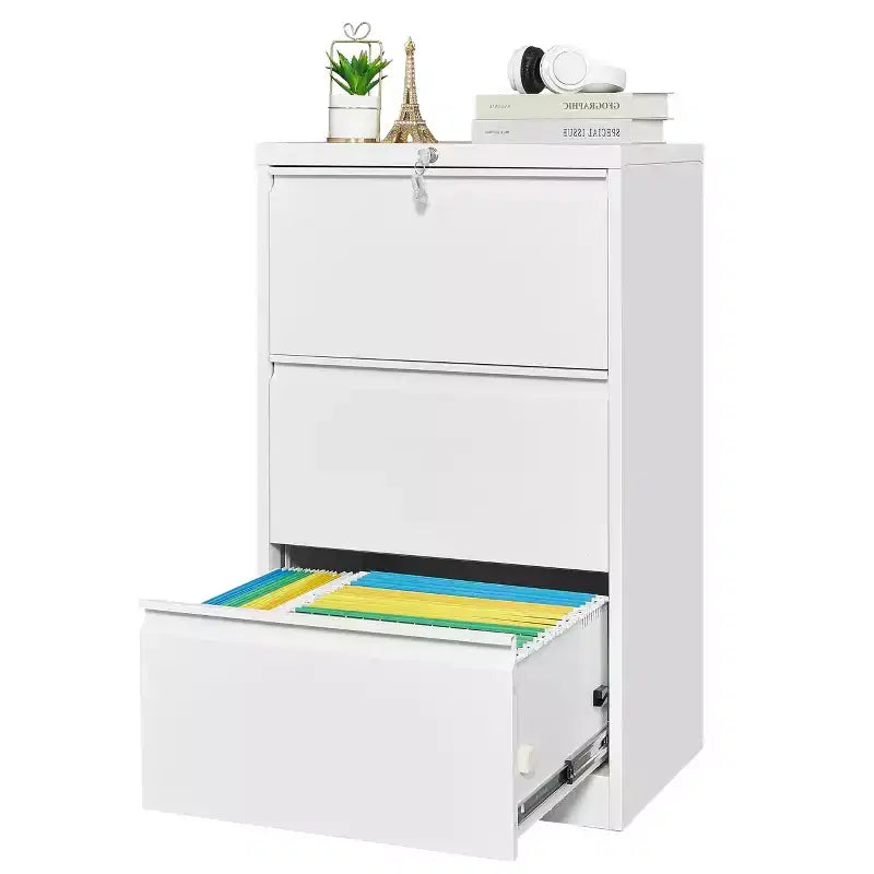Classeur latéral à 3 tiroirs avec serrure, grande capacité de rangement pour le bureau, la maison ou le bureau
