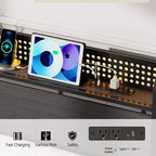 Cadre de lit plateforme pleine grandeur 2 tiroirs de rangement Tête de lit Lumières LED Station de charge Métal Bois robuste Pas besoin de sommier Chambre d'amis USB