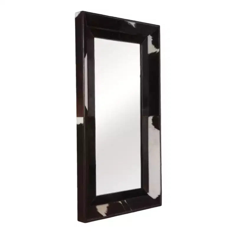 Miroir moderne pleine longueur avec cadre imprimé vache - Miroir mural décoratif pour salle de bain, chambre à coucher, salon ou couloir - 23, marron et blanc