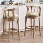 Tabourets de bar pivotants à 360 degrés en bois massif, hauteur d'assise 75 cm, en cuir