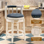 Tabourets de bar pivotants à 360 degrés en bois massif, hauteur d'assise 75 cm, en cuir
