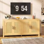 COZONY 71 Meuble de Buffet de Ferme avec 4 Portes, Étagères Réglables, Chêne Clair