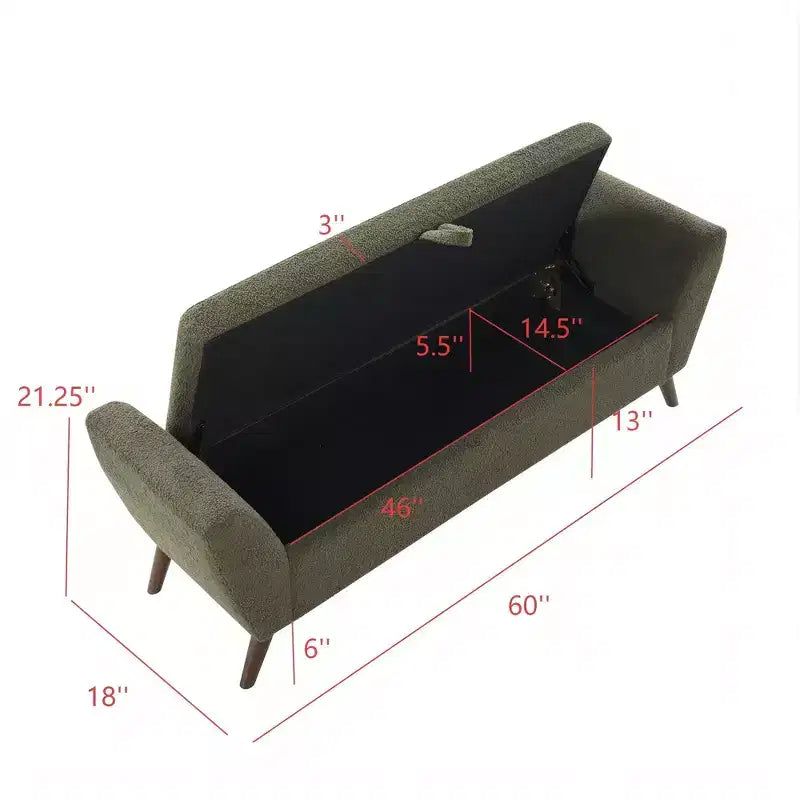 Banc de rangement capitonné GDFStudio Rupert Modern de 152 cm avec compartiment caché