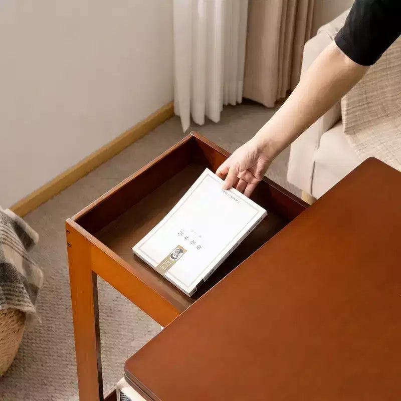 Bureau pliable en bambou GDFStudio Alarice avec rangement mobile
