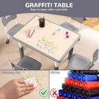 Table et 4 chaises ajustables pour enfants – Bureau multi-activités antidérapant et résistant aux graffitis pour [activités] – Âges
