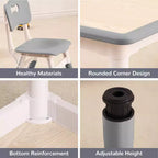 Table et 4 chaises ajustables pour enfants – Bureau multi-activités antidérapant et résistant aux graffitis pour [activités] – Âges
