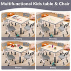 Table et 4 chaises ajustables pour enfants – Bureau multi-activités antidérapant et résistant aux graffitis pour [activités] – Âges