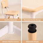Table et 4 chaises ajustables pour enfants – Bureau multi-activités antidérapant et résistant aux graffitis pour [activités] – Âges