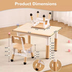 Table et 4 chaises ajustables pour enfants – Bureau multi-activités antidérapant et résistant aux graffitis pour [activités] – Âges