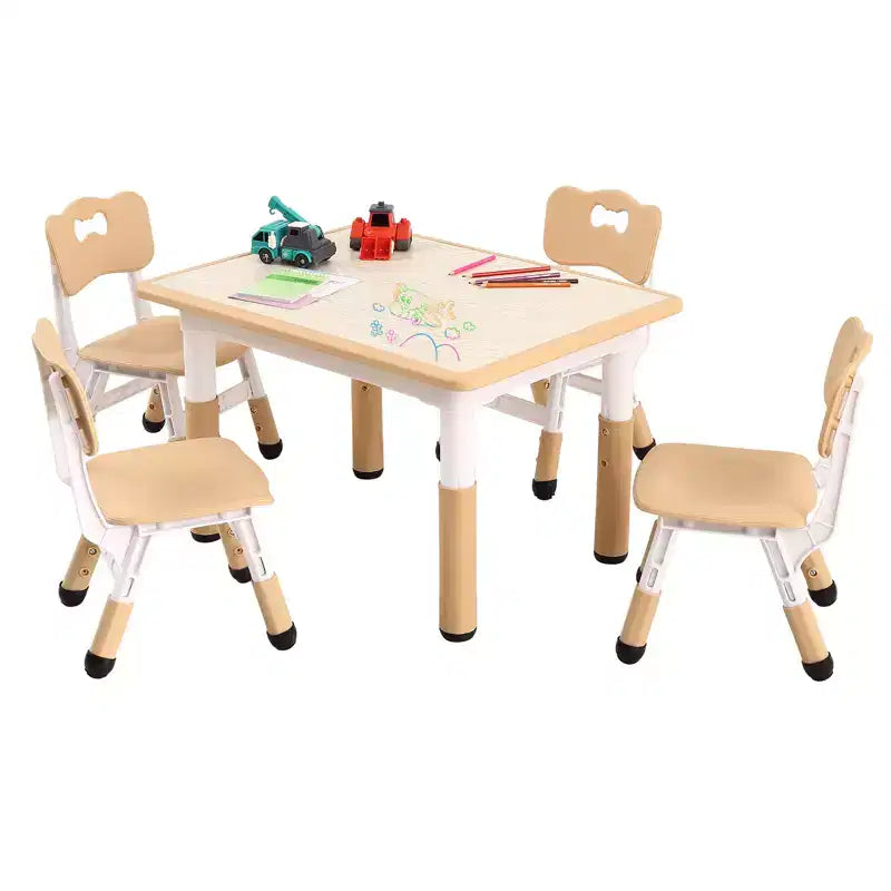 Table et 4 chaises ajustables pour enfants – Bureau multi-activités antidérapant et résistant aux graffitis pour [activités] – Âges