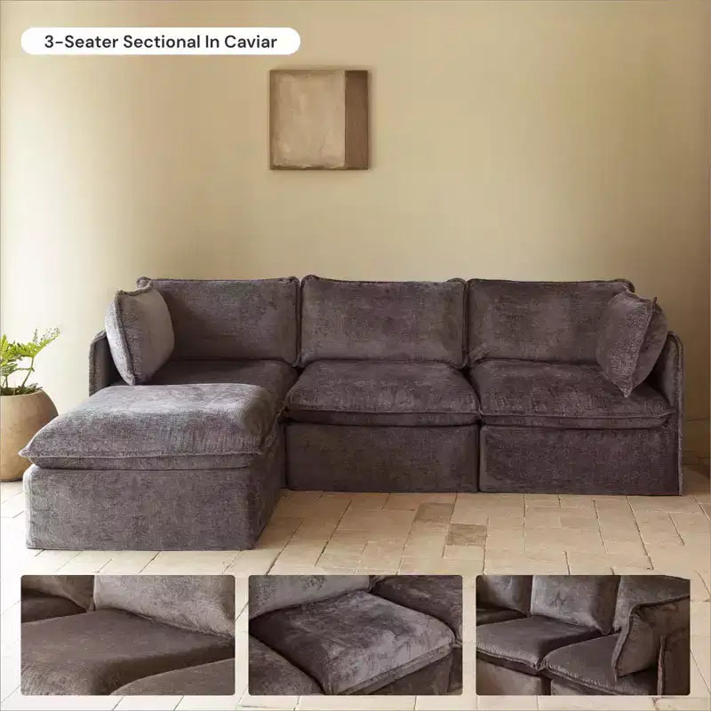 Canapé d'angle modulable lavable Anabei à 4 places en U | Assise Memorix+ et coussin profilé
