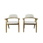 Christopher Knight Home Cedric Chaises de salle à manger rembourrées en bois d'hévéa de style fermier avec dossier incurvé (lot de 2)
