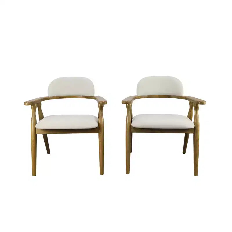 Christopher Knight Home Cedric Chaises de salle à manger rembourrées en bois d'hévéa de style fermier avec dossier incurvé (lot de 2)