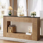 Console moderne Lantine, table d'entrée en bois de 140 cm avec rangement, table de canapé étroite et longue derrière le canapé pour salon, hall d'entrée, couloir