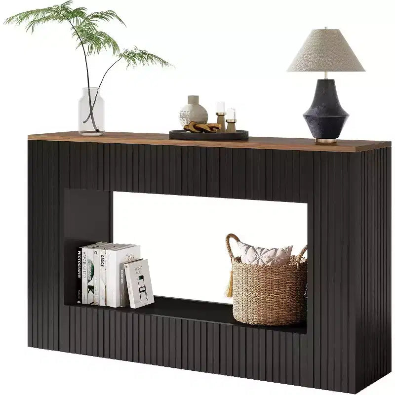 Console moderne Lantine, table d'entrée en bois de 140 cm avec rangement, table de canapé étroite et longue derrière le canapé pour salon, hall d'entrée, couloir