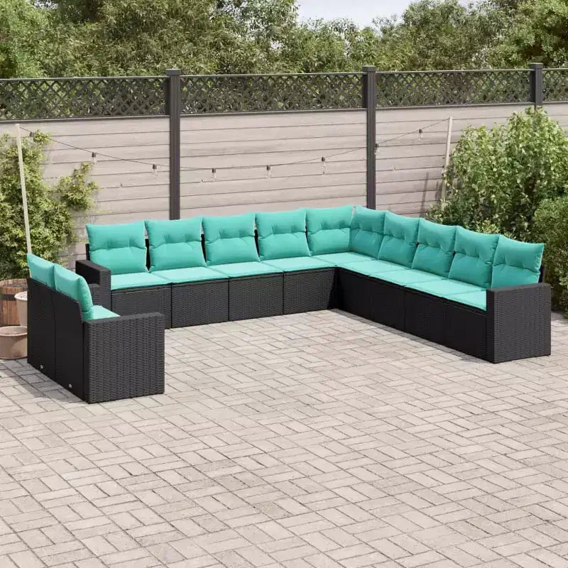 vidaXL Salon de jardin 11 pièces avec coussins en résine tressée noir