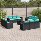 vidaXL Ensemble de canapés de jardin 13 pièces avec coussins résine tressée noir