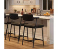 Bar Stools Set of 2 with Arms, 26 Counter Height Bar Stools with Footrest and Wood Back, Metal Bar Stool Set with Wide Padded Seat