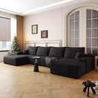 Canapé sectionnel en U rembourré en velours côtelé modulaire moderne GDFStudio Ambur 135