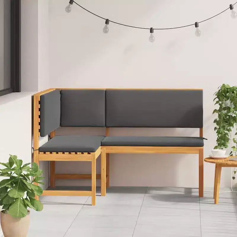 vidaXL Salon de jardin en acacia massif et polyester Naturel