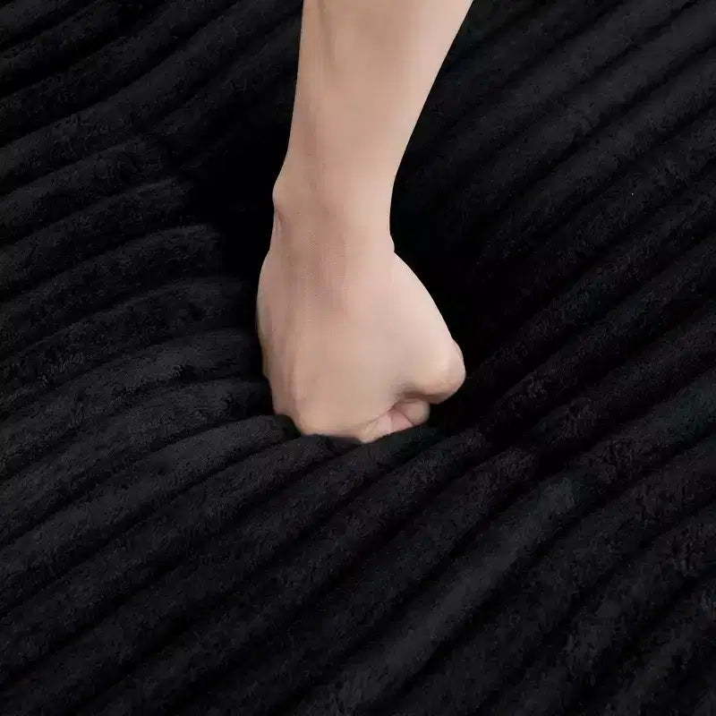 Canapé d'angle modulable en velours côtelé noir, convertible pour salon