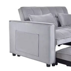 Canapé-Lit Convertible 3 en 1 en Velours Gris Ciment avec Oreillers et Poches, Canapé-Lit Extensible Moderne, Dossier Réglable