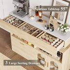Meuble Bar à Café, 3 Tiroirs, Étagère Réglable, pour Salle à Manger, Salon, Cuisine