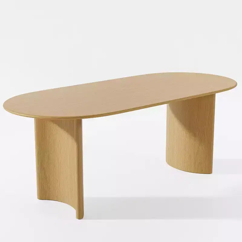 HomeRoots 67 Table à manger ovale à double pied en bois massif naturel