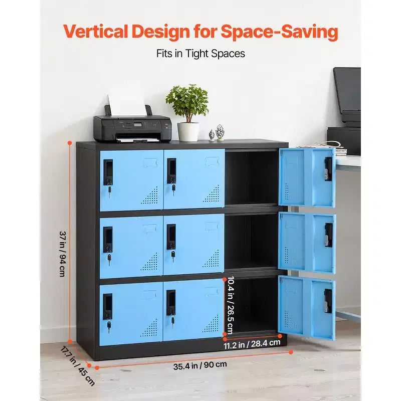 Casier métallique à 9 portes VEVOR, armoire de rangement en acier verrouillable, capacité de charge de 30 kg, 2 clés pour chaque porte, 3 niveaux, 90 x 45 x 94 cm, noir