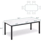 Table à manger longue industrielle pour 6-8 personnes, table de cuisine rectangulaire en bois avec cadre métallique robuste, style ferme moderne pour salle à manger et cuisine.