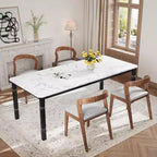 Table à manger longue industrielle pour 6-8 personnes, table de cuisine rectangulaire en bois avec cadre métallique robuste, style ferme moderne pour salle à manger et cuisine.