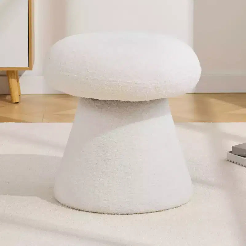 GDFStudio Becka Pouf Ottoman Pivotant en Tissu Teddy en Forme de Champignon avec Cadre en Bois